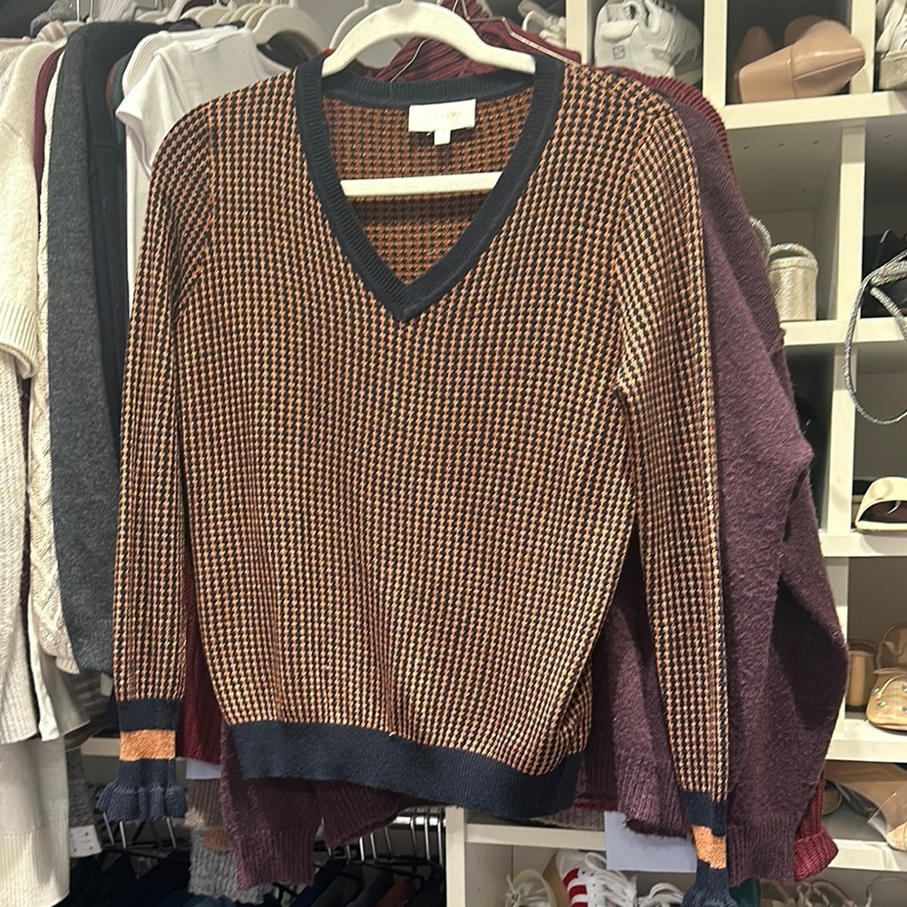 Women’s Navy and Brown Sweater